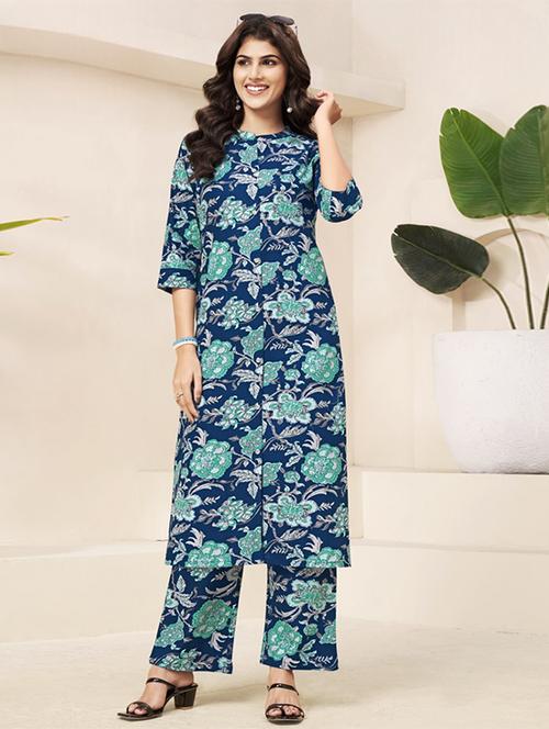 Women Floral Three Quarter Sleeve Ethnic Co-ord Set - 22374117 - Very Small Image - 1
