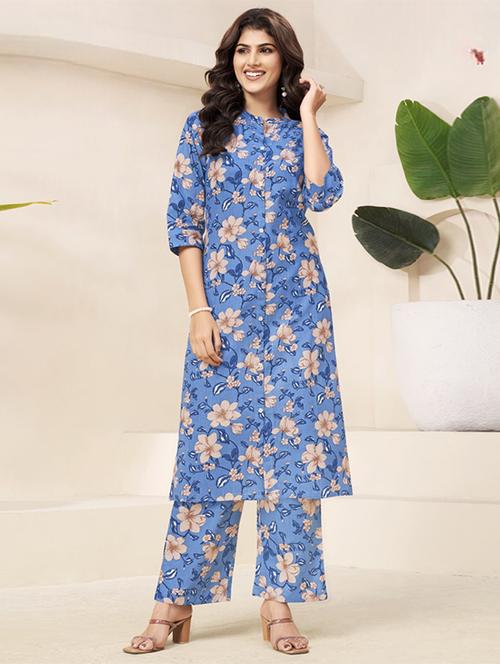 women floral three quarter sleeve ethnic co-ord set - 22374121 - Very Small Image - 1