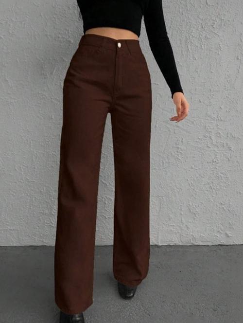 women solid high rise straight jeans - 22376230 - Very Small Image - 1