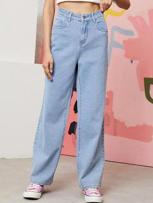 women solid high rise straight jeans - 22376243 - Very Small Image - 1