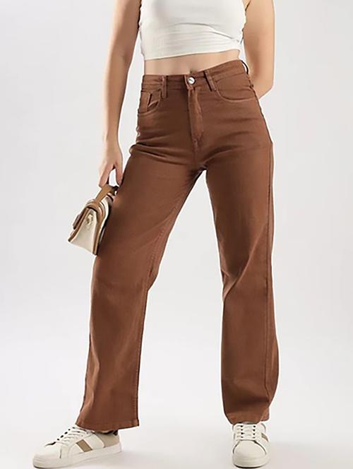 women solid high rise straight jeans - 22376283 - Very Small Image - 1