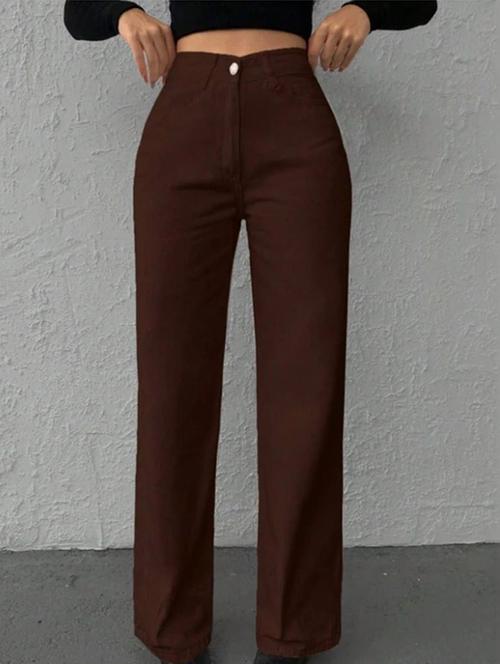 women solid high rise straight jeans - 22376288 - Very Small Image - 1