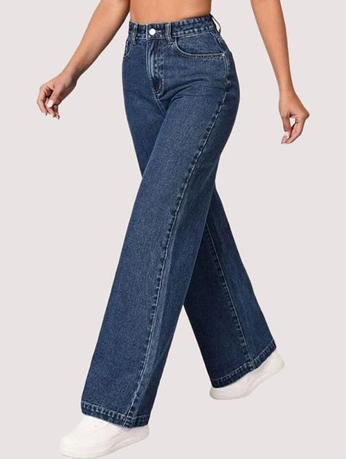 women solid high rise wide leg jeans - 22376291 - Very Small Image - 1