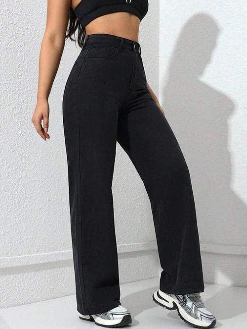 women solid high rise straight jeans - 22376307 - Very Small Image - 1
