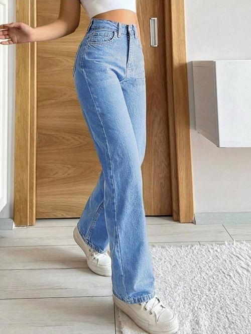 women solid high rise straight jeans - 22376309 - Very Small Image - 1