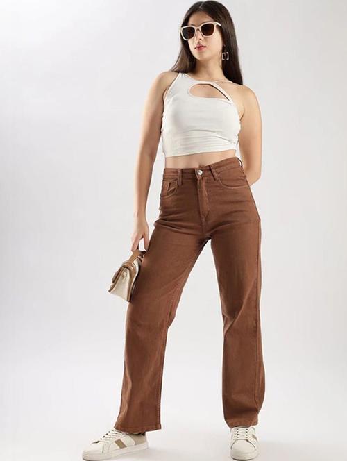 women solid high rise straight jeans - 22376343 - Very Small Image - 1