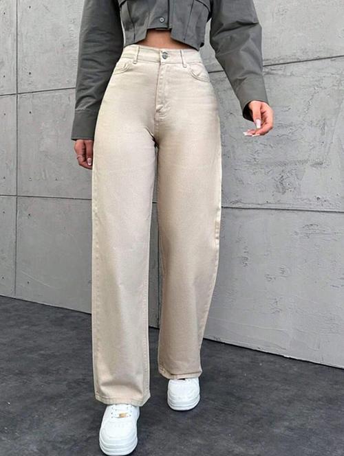 women solid high rise straight jeans - 22376358 - Very Small Image - 1
