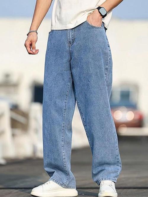 men solid mid rise baggy jeans - 22376417 - Very Small Image - 1