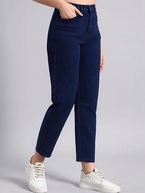women solid high rise mom jeans - 22376492 - Very Small Image - 1