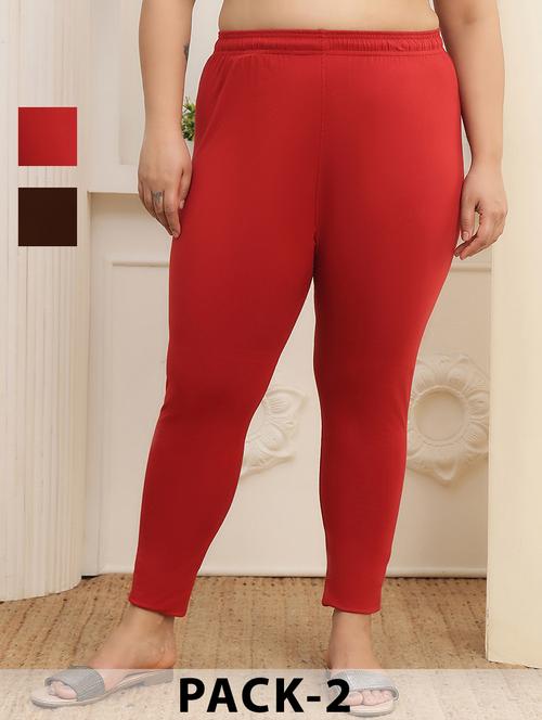 women pack of 2 plus size solid mid rise legging - 22377930 - Very Small Image - 1