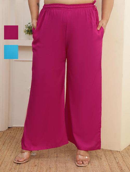 Women Pack Of 2 Plus Size Solid Palazzo - 22379034 - Very Small Image - 1