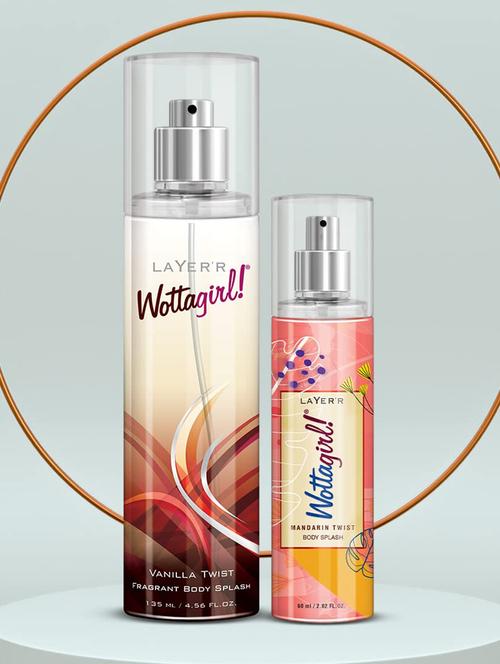 layer'r wottagirl body splash vanilla twist 135ml with layer'r wottagirl mandarin twist 60ml, spray,women - 22379329 - Very Small Image - 1