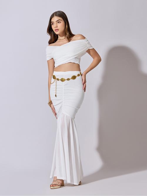 women solid top and skirt co-ord set - 22381015 - Very Small Image - 1