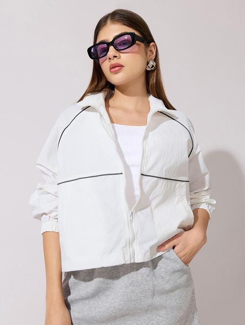 women solid long sleeve windcheater jacket - 22381024 - Very Small Image - 1