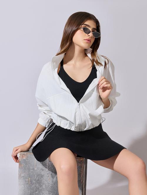 women solid long sleeve windcheater jacket - 22381026 - Very Small Image - 1