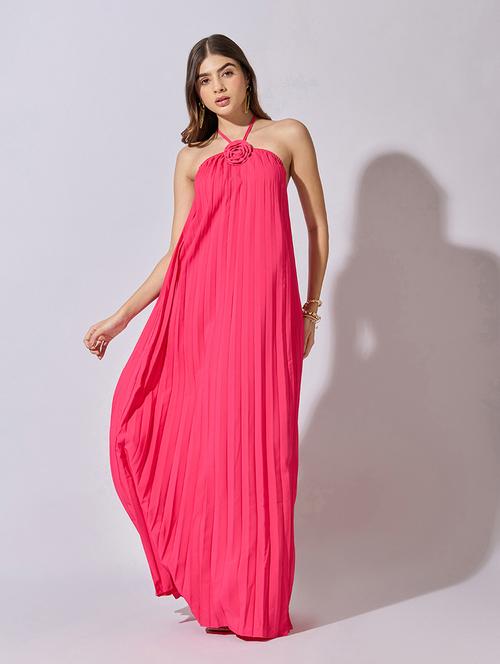 women solid halter neck backless dress - 22381184 - Very Small Image - 1