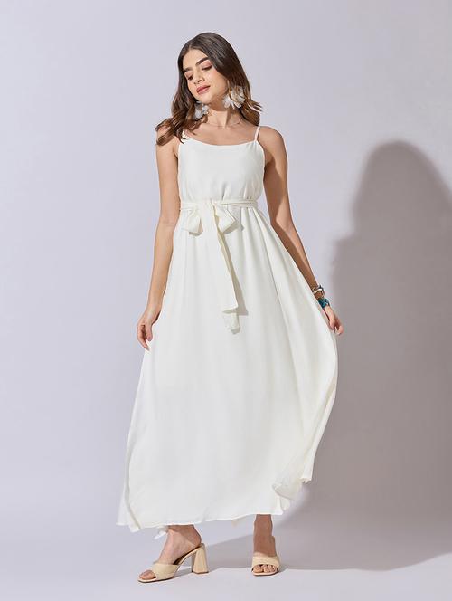 women solid shoulder strap fit & flare dress - 22381218 - Very Small Image - 1