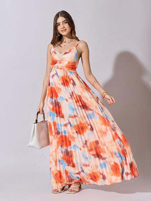 women floral print shoulder strap fit & flare dress - 22381227 - Very Small Image - 1