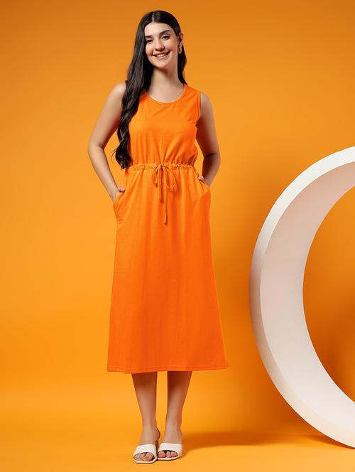 women solid sleeveless a-line dress - 22381312 - Very Small Image - 1