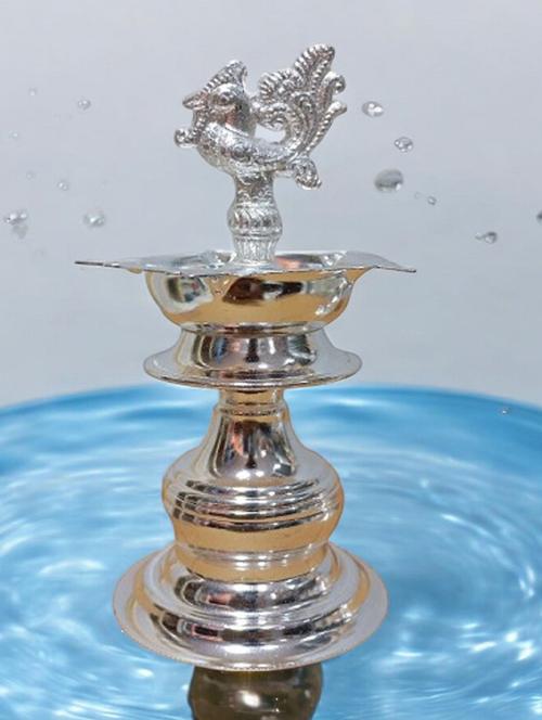 sigaram peacock silver diya for puja pack of 2 - 22381482 - Very Small Image - 1