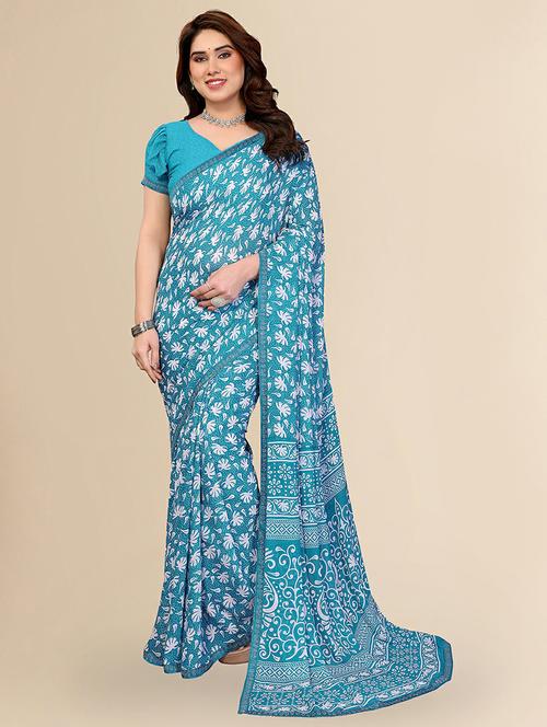 women printed casual wear saree with blouse - 22384252 - Very Small Image - 1