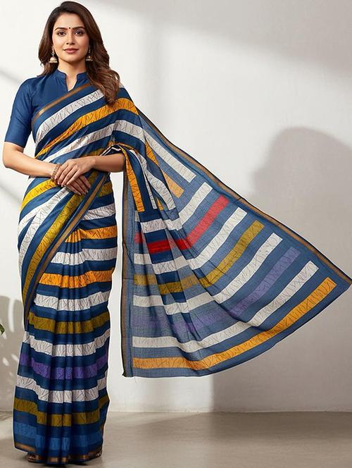 women printed casual wear saree with blouse - 22385349 - Very Small Image - 1