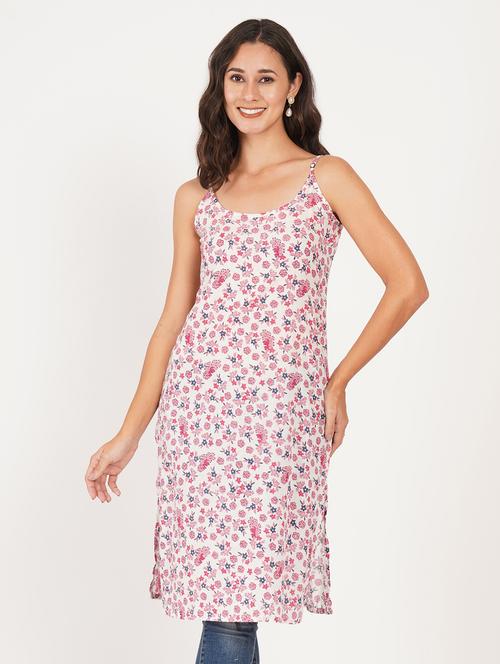 women floral shoulder strap straight kurta - 22387006 - Very Small Image - 1