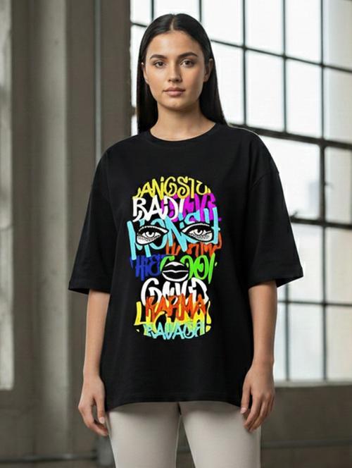 Women Printed Short Sleeve Oversized T-shirt - 22387123 - Very Small Image - 1