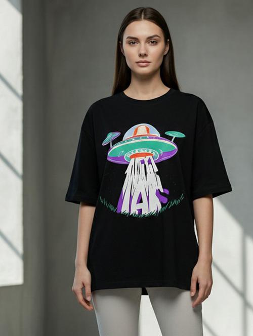 Women Printed Short Sleeve Oversized T-shirt - 22387125 - Very Small Image - 1