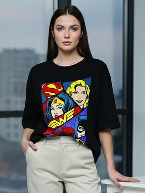 Women Printed Short Sleeve Oversized T-shirt - 22387161 - Very Small Image - 1