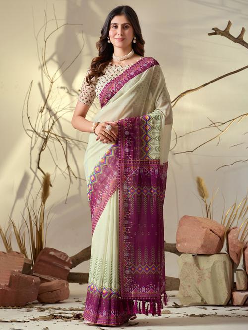 women printed casual wear saree with blouse - 22388834 - Very Small Image - 1