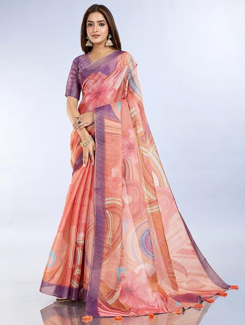 women printed casual wear saree with blouse - 22388912 - Very Small Image - 1