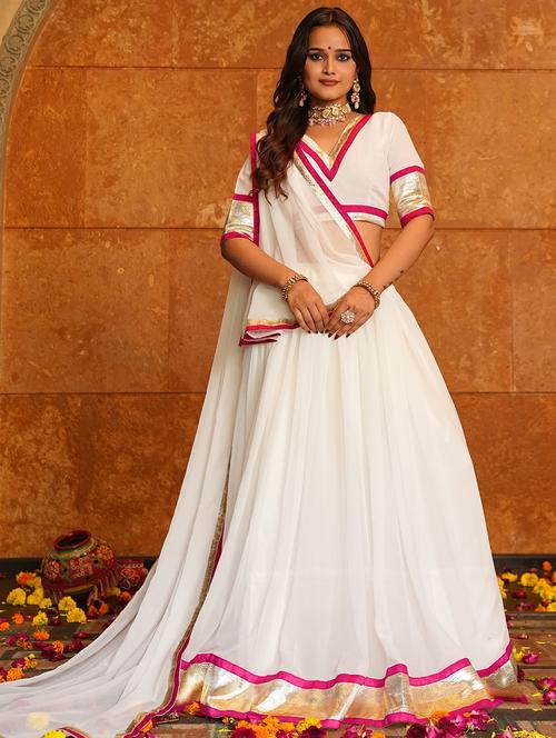 Women Solid Flared Semi-stitched Lehenga - 22389701 - Very Small Image - 1