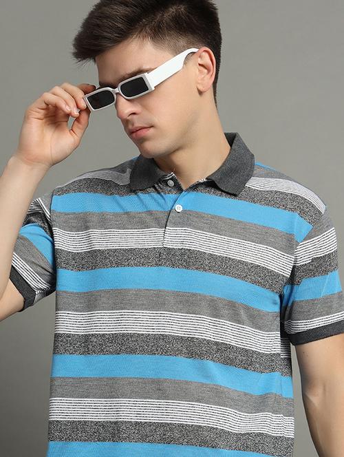men striped short sleeve regular fit polo t-shirt - 22389845 - Very Small Image - 1