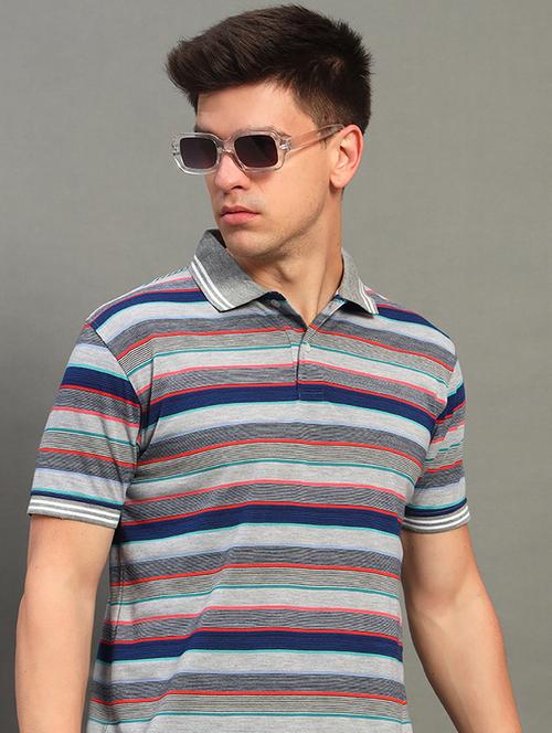 men striped short sleeve regular fit polo t-shirt - 22389957 - Very Small Image - 1