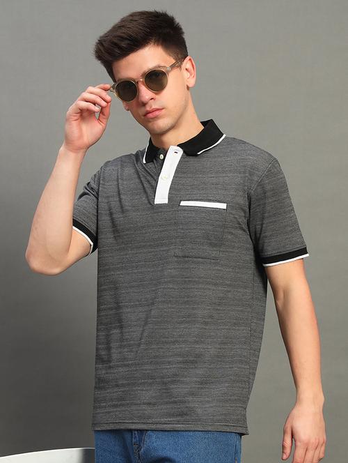 men melange short sleeve regular fit polo t-shirt - 22389967 - Very Small Image - 1