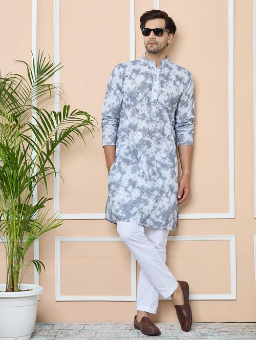 men printed mandarin neck long kurta - 22392307 - Very Small Image - 1