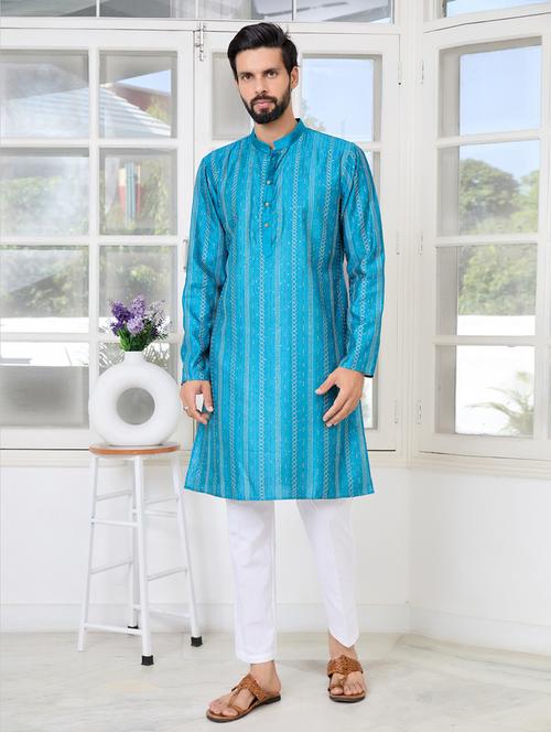 men mandarin neck long sleeve kurta - 22392416 - Very Small Image - 1