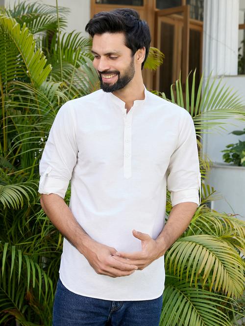 men mandarin neck long sleeve short kurta - 22392454 - Very Small Image - 1