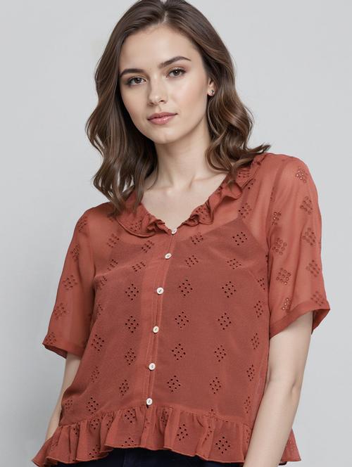 women self designed short sleeve top - 22392771 - Very Small Image - 1