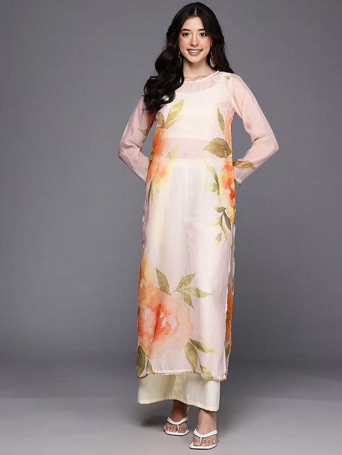 women floral long sleeve kurta palazzo set - 22392800 - Very Small Image - 1