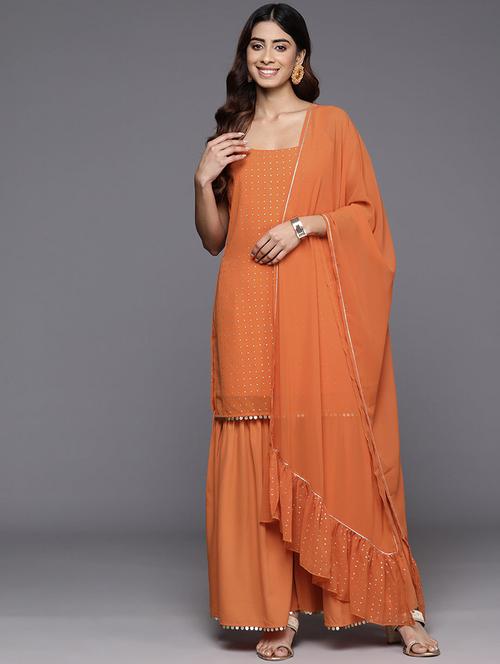 women printed sleeveless kurta sharara with dupatta set - 22392803 - Very Small Image - 1