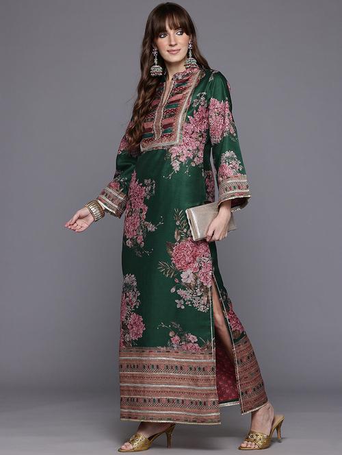 women floral long sleeve straight kurta - 22392839 - Very Small Image - 1