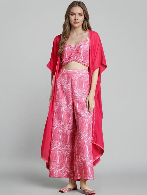 women printed kimono sleeve fusion set - 22392875 - Very Small Image - 1