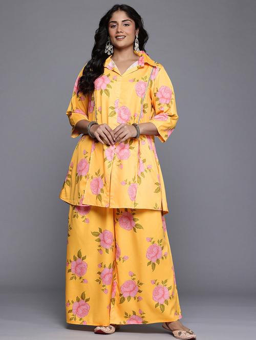 women plus size printed three quarter sleeve ethnic co-ord set - 22392883 - Very Small Image - 1