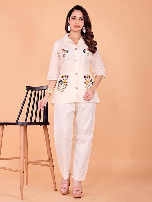 women embroidered shirt and trouser co-ord set - 22393877 - Very Small Image - 1