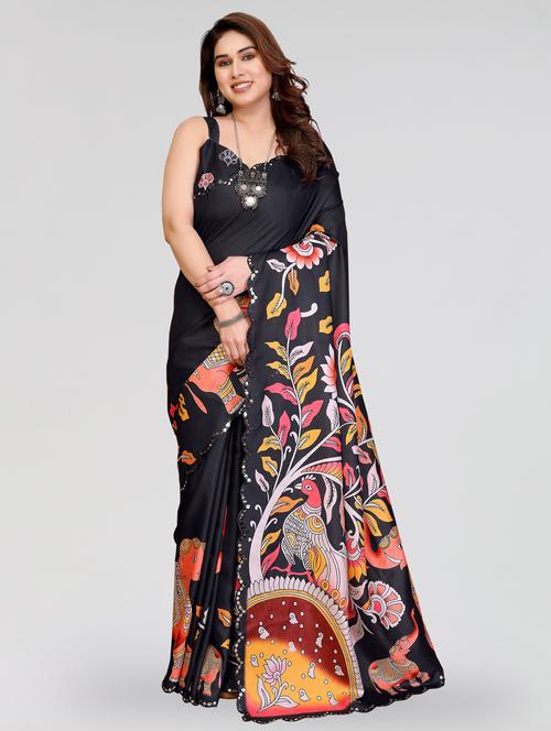 women kalamkari printed saree with blouse - 22395051 - Very Small Image - 1