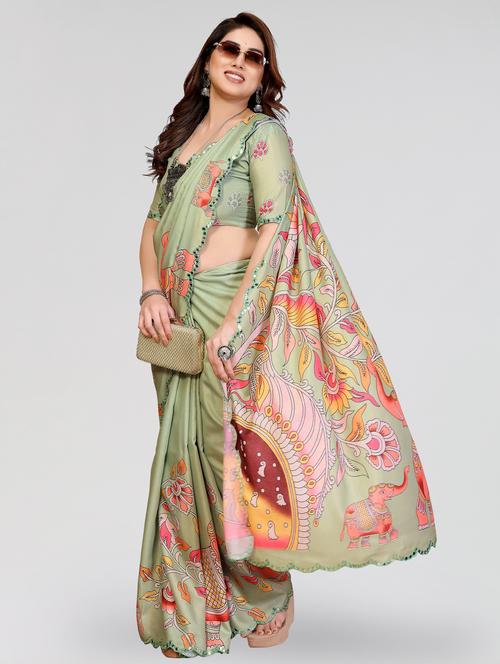 women kalamkari printed saree with blouse - 22395058 - Very Small Image - 1