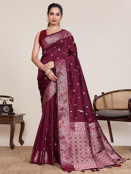 women self design bordered saree with blouse - 22395094 - Very Small Image - 1