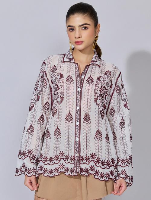 women embroidered collared long sleeve shirt - 22396075 - Very Small Image - 1